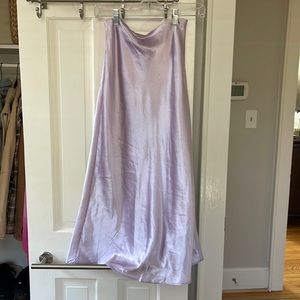 Lavender Satin Midi Skirt
